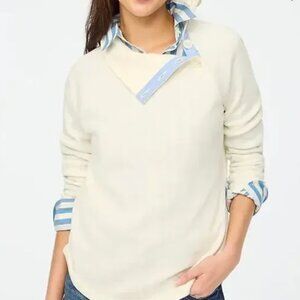 JCrew White Button Collar Pullover Sweatshirt Size Large